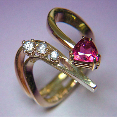 Edit 14k Gold Ring with Tourmaline and Sapphires