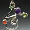 Web2 Sterling Silver Pendant with Amethyst, Peridot, Emerald, Coral, Topaz thumbnail