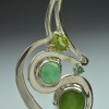 Sterling Silver Stickpin with Aventurine, Chrysoprase, Peridot and Emerald thumbnail