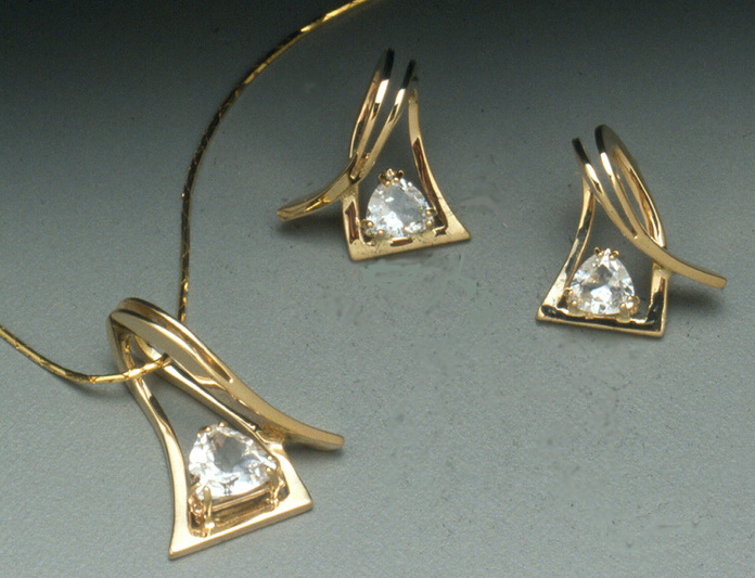 Edited 14k Gold Slider and Earrings with Topaz