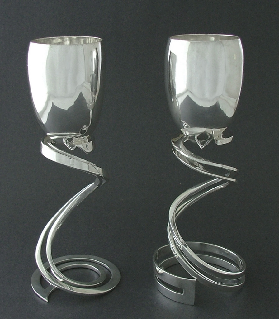 Web Sterling Silver 'Raised' Cups 10x3.5x3