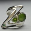 Web1 Sterling Silver Ring with Jade, Peridot, Emerald thumbnail