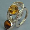 Sterling Silver Ring with Citrine and Tigereye thumbnail