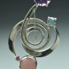 Sterling Silver Stickpin with Opals, Amethyst and Ruby thumbnail